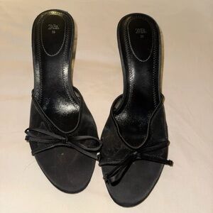 Zara Elegant Black Heeled Mules